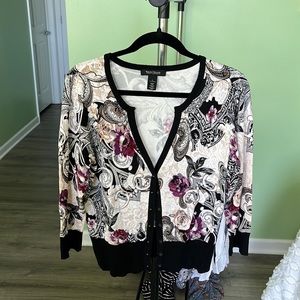 White House Black Market Purple floral print cardigan